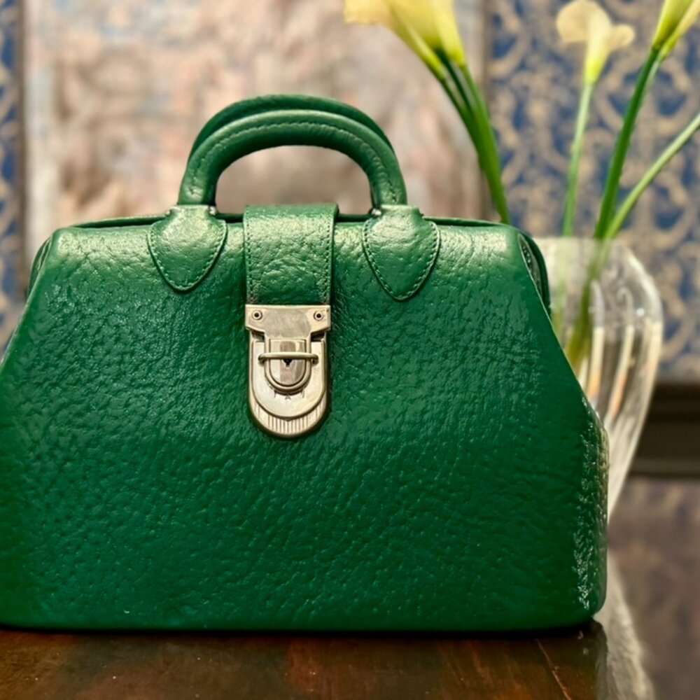 NWOT Vintage Genuine Ostrich Leather Doctor Bag – Emerald Green